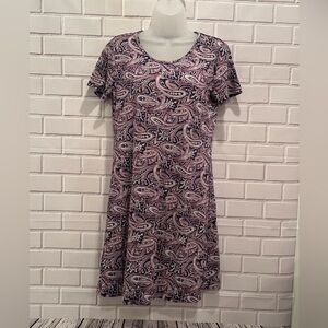 LANDS END short sleeve printed relaxed fit dress/size S